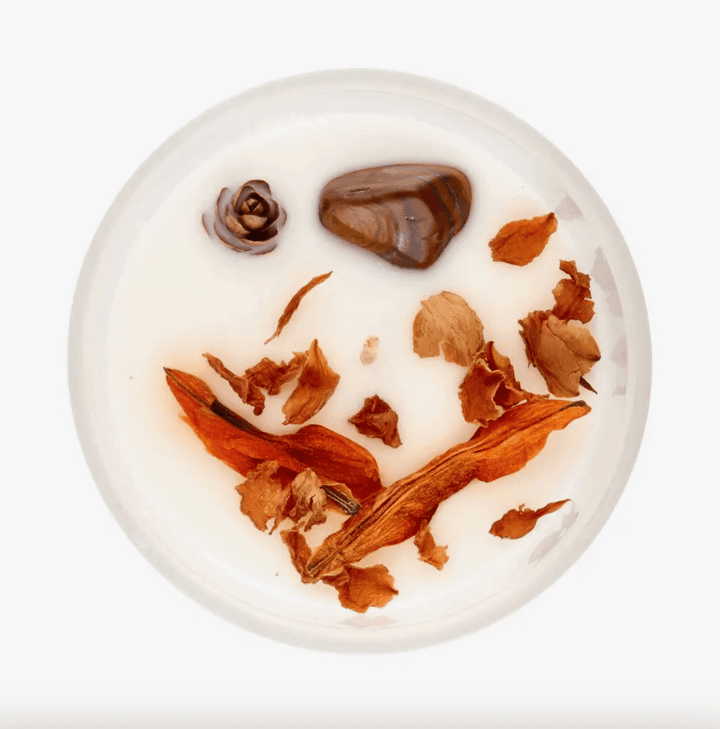 Duftkerze "Limette-Kokos" mit Tigerauge | Mondversand